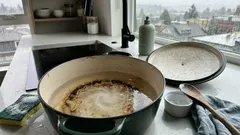 Burnt-On Food in an Enameled Dutch Oven Comes Off Surprisingly Fast With a Simple Pantry Simmer